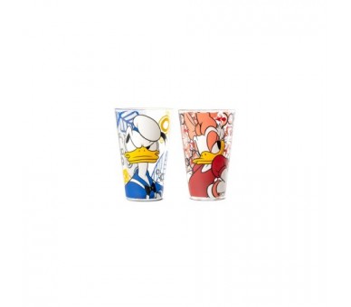 Juego De Vasos Vidrio 2 Piezas Donald And Daisy, 310 Ml
