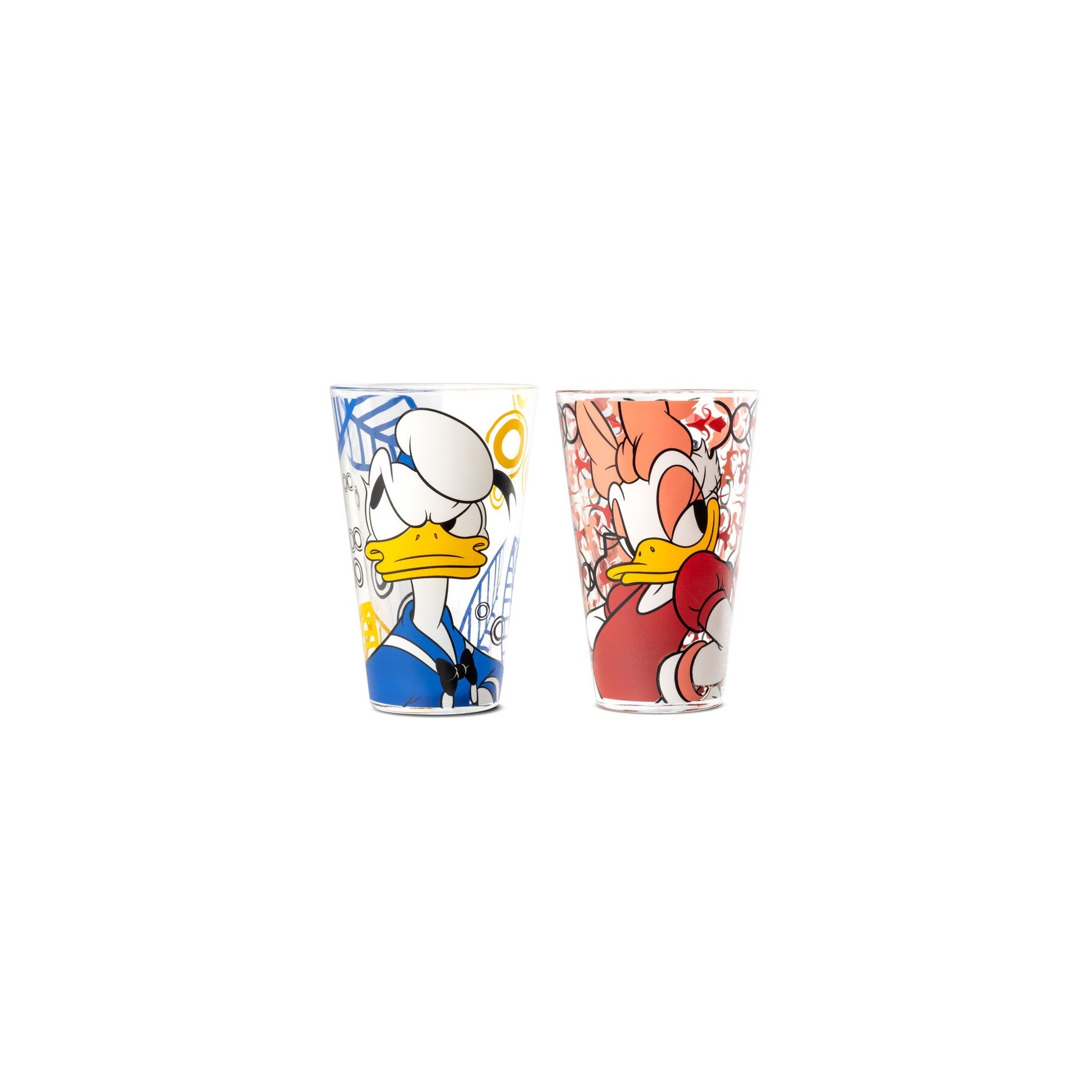 Juego De Vasos Vidrio 2 Piezas Donald And Daisy, 310 Ml