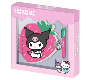 Diario + Boligrafo Fresa Kuromi Hello Kitty