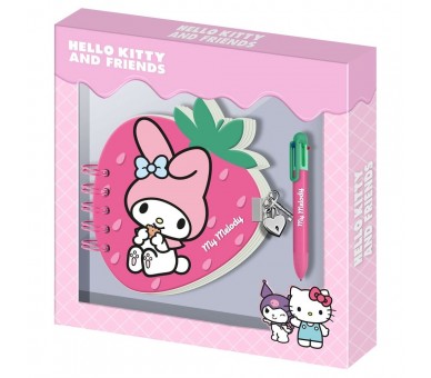 Diario + Boligrafo Fresa My Melody Hello Kitty and Friends