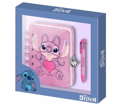 Diario peluche + Boligrafo Corazon Angel Stitch Disney