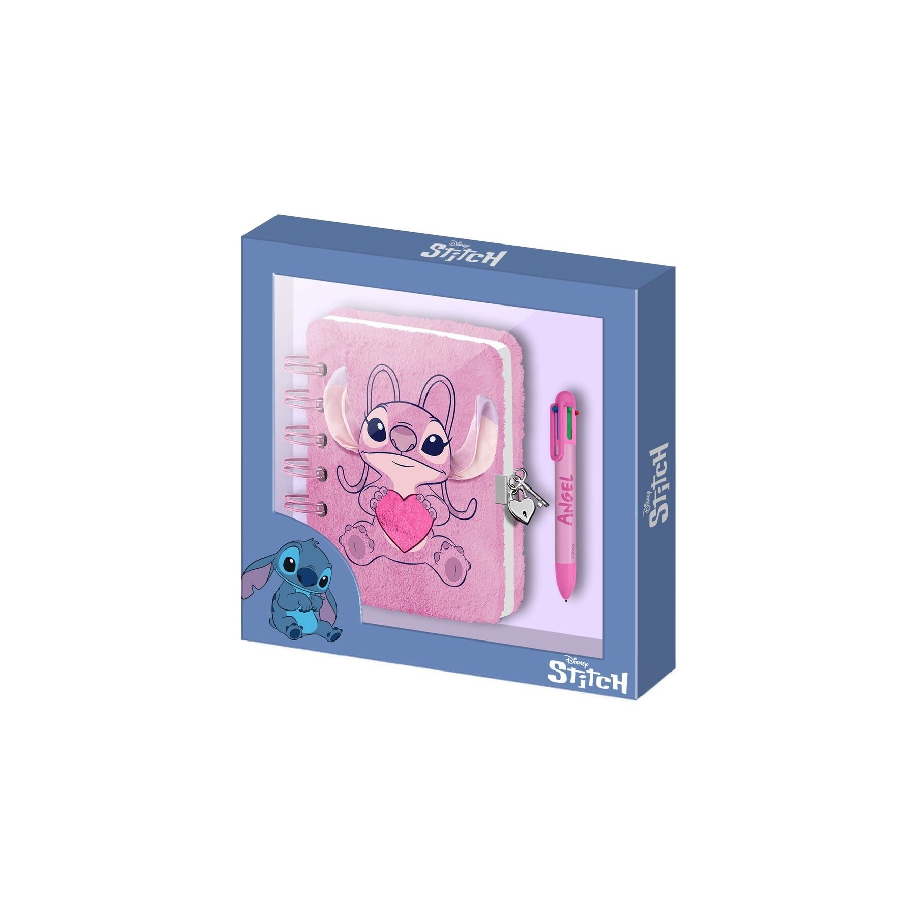 Diario peluche + Boligrafo Corazon Angel Stitch Disney