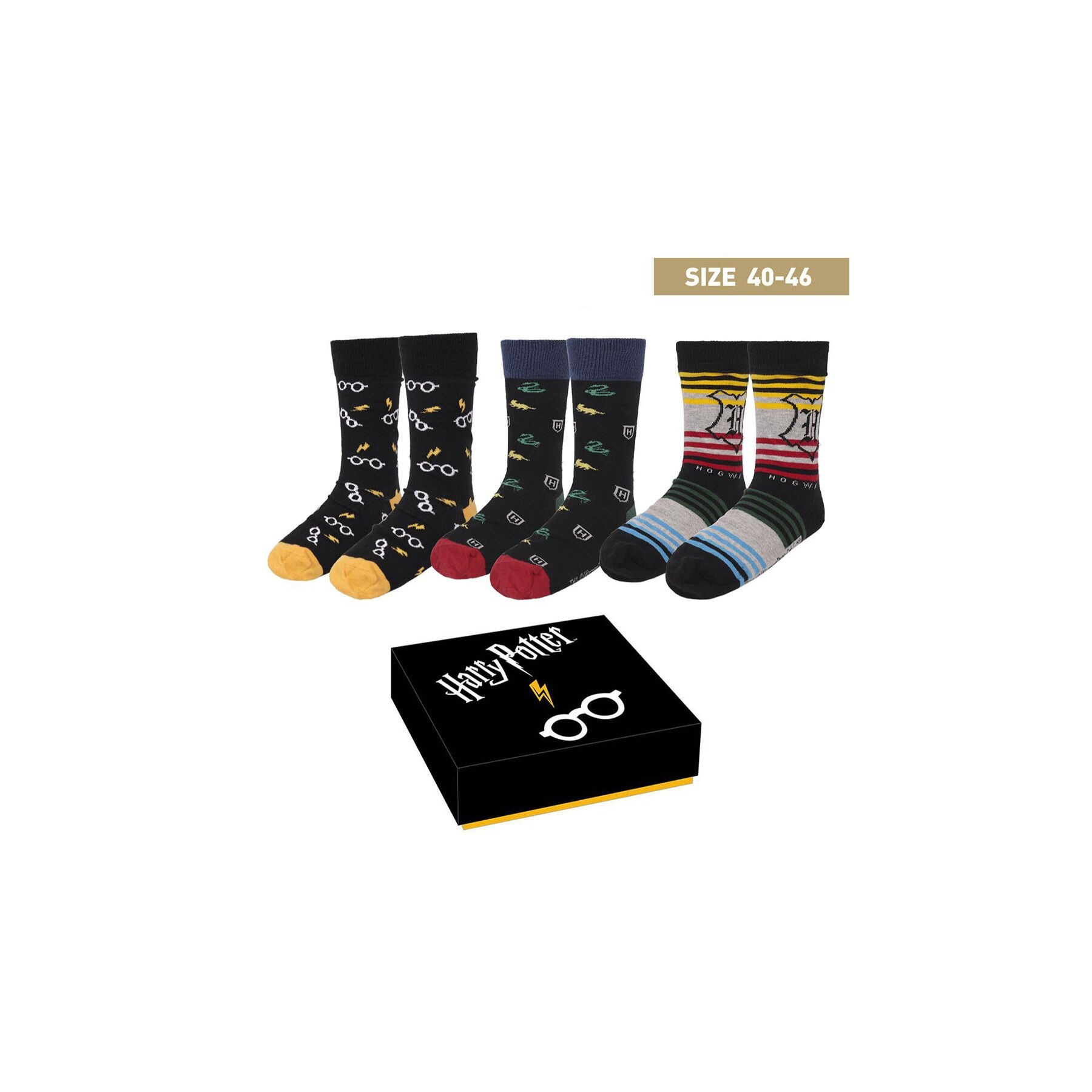 Pack Calcetines 3 Piezas Harry Potter Talla 40 - 46