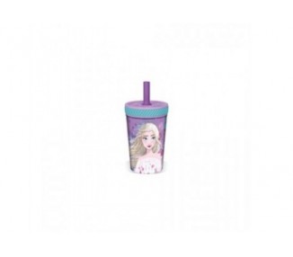 Vaso Antivuelco Con Pajita Frozen Violeta 370 Ml