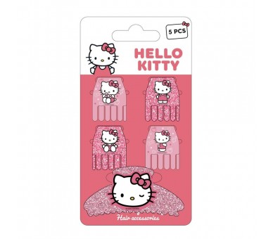 Blister 5 pinzas pelo Hello Kitty