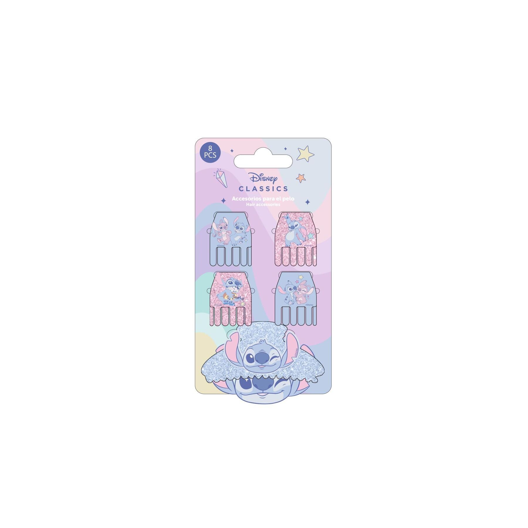 Blister 5 pinzas pelo Stitch Disney