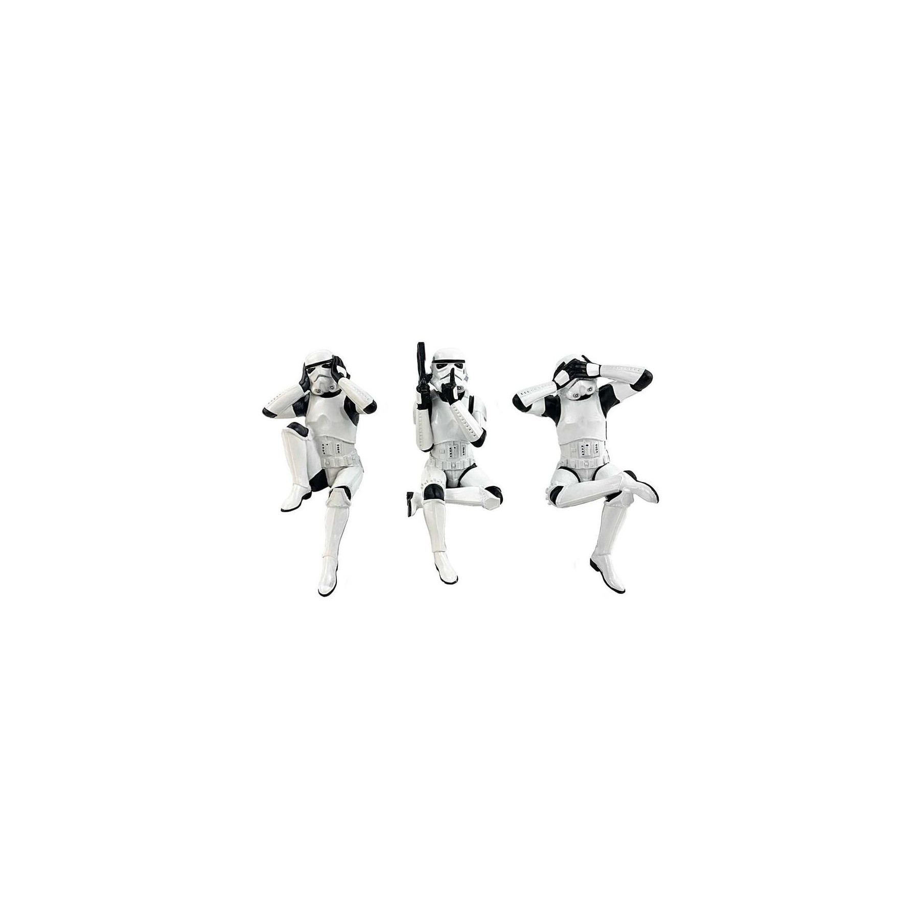 Figura Tres Stormtroopers Sabios Sentados 11 Cm