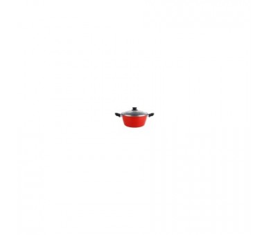 Cacerola Con Tapa Cristal Magefesa K2 Rojo 28 Acero Antiadhe