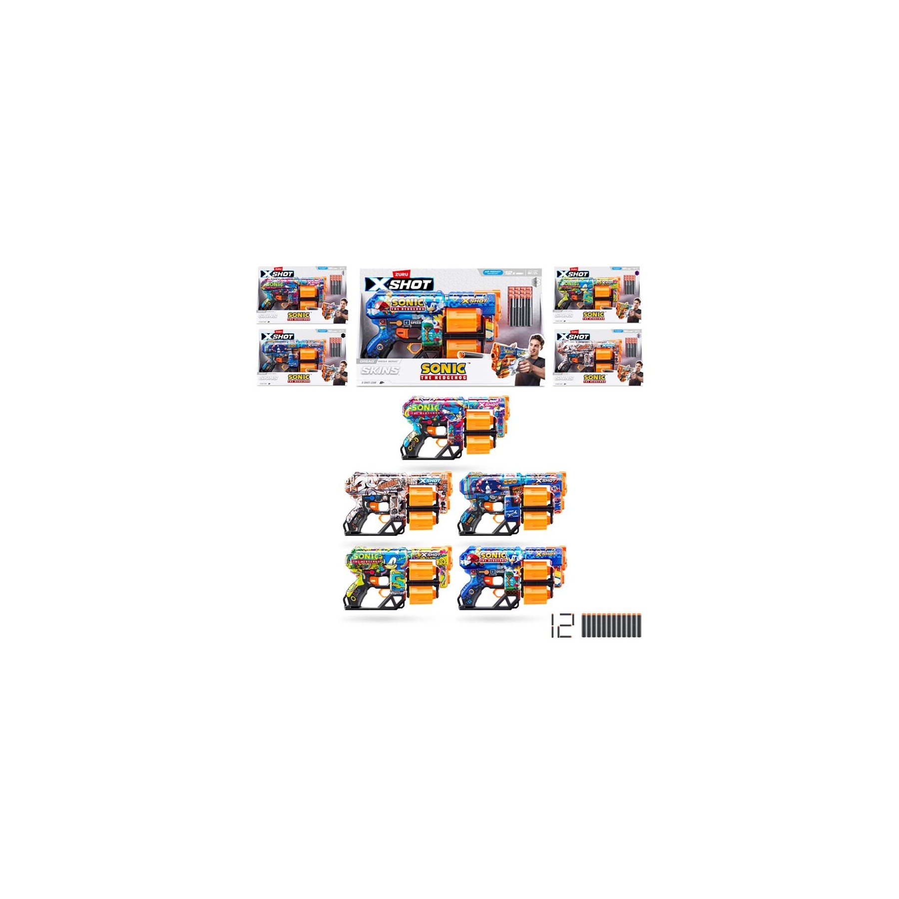 Sonic - Pistola X-Shot 12 Dardos