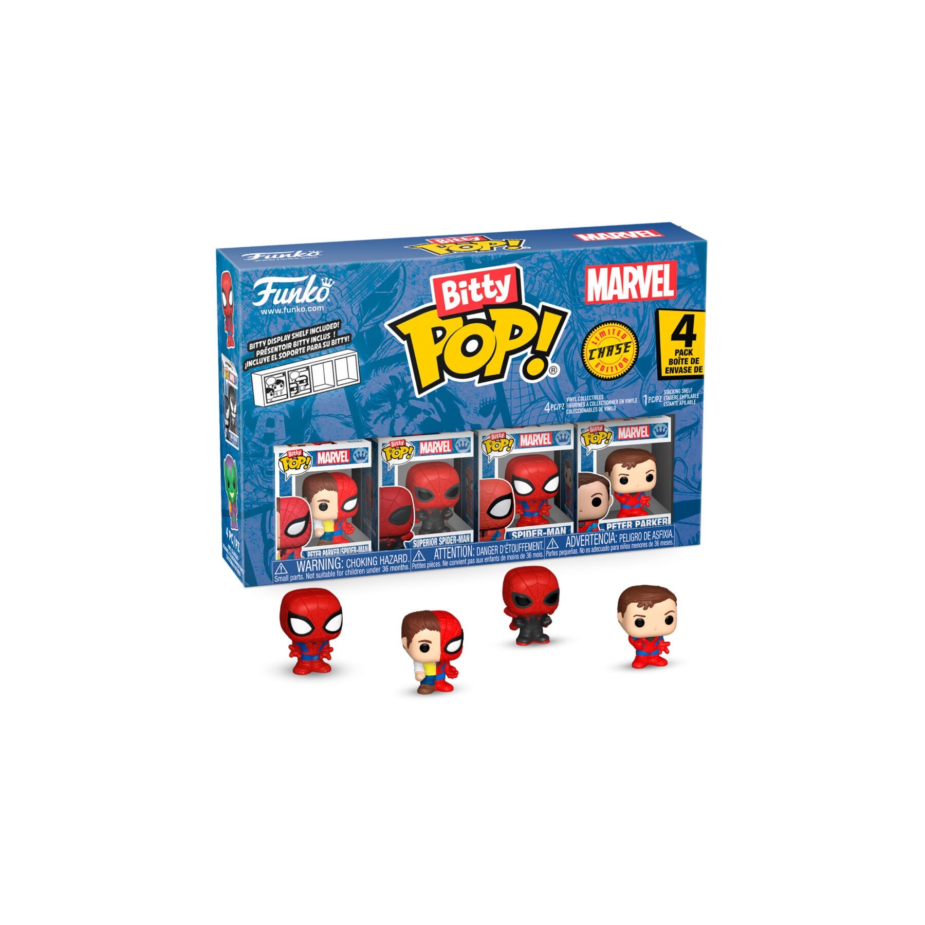 Blister 4 Figuras Bitty Pop Marvel Spider-Man Parker Split