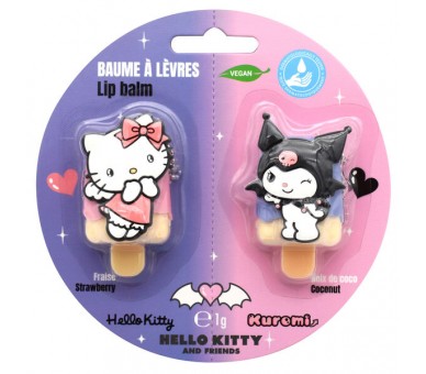 Blister 2 Balsamos Labiales 3D Kuromi & Hello Kitty