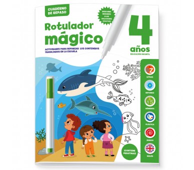 Cuaderno Repaso Rotulador Magico 4 años español