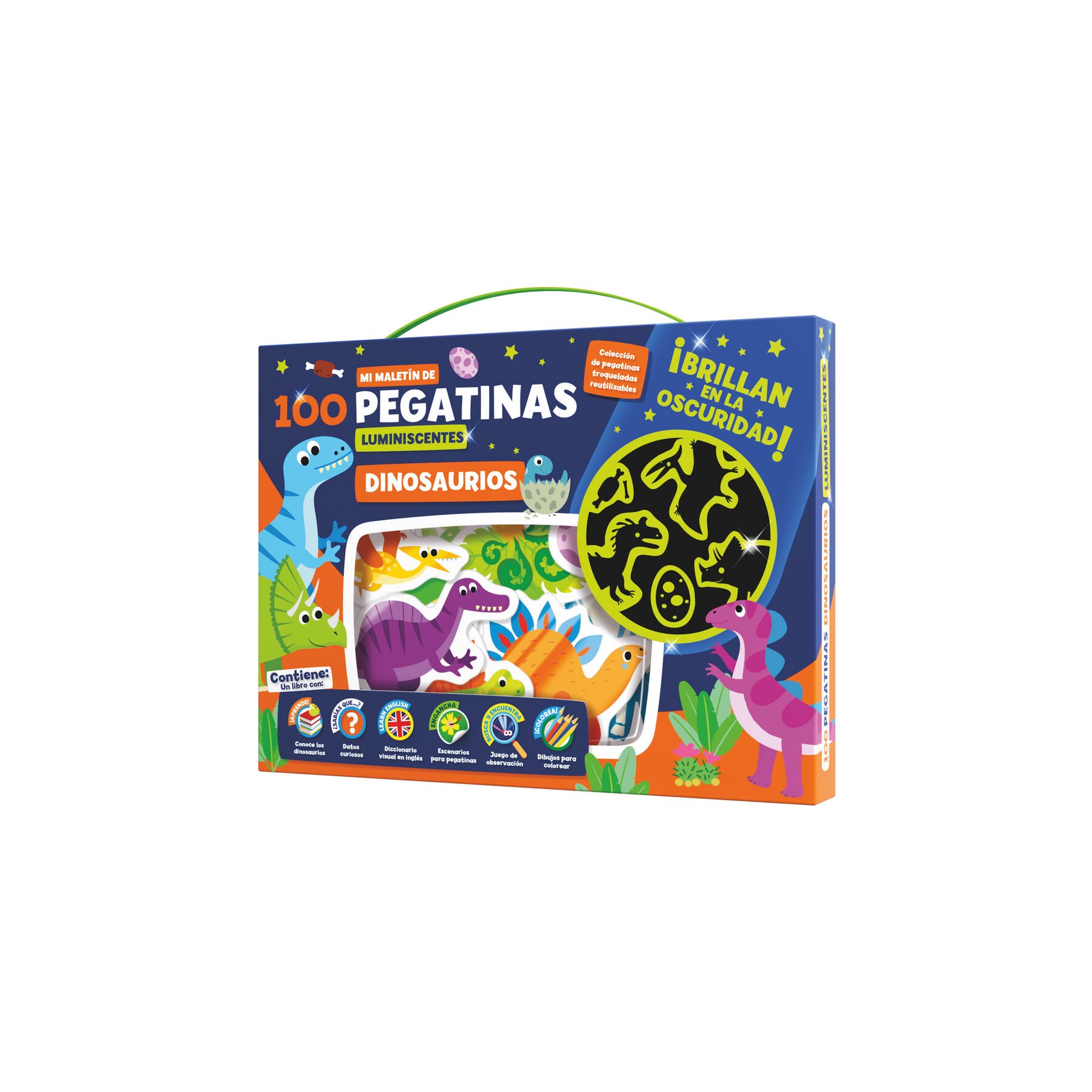 Maletin 100 pegatinas luminiscentes Dinosaurios