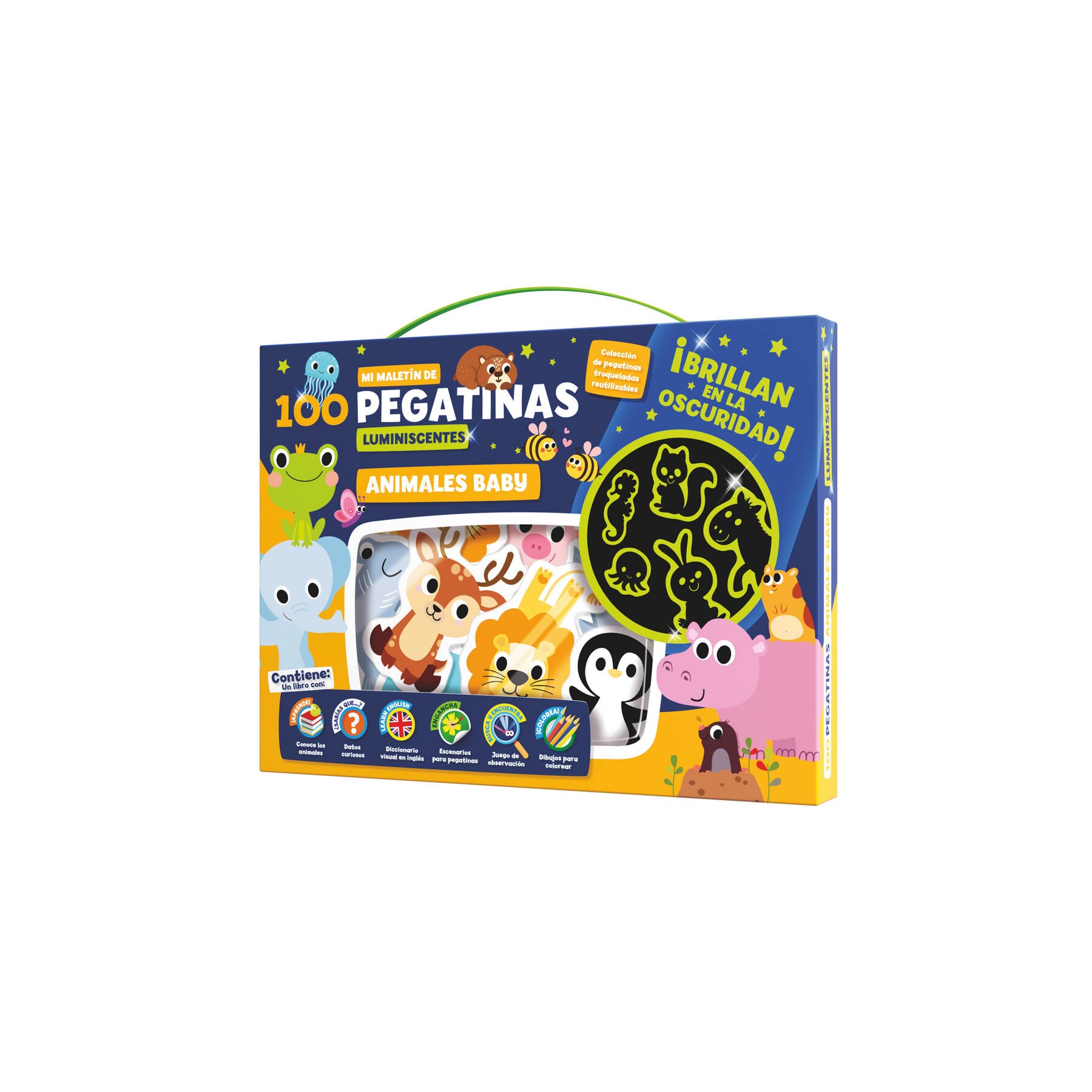 Maletin 100 pegatinas luminiscentes Animales Baby