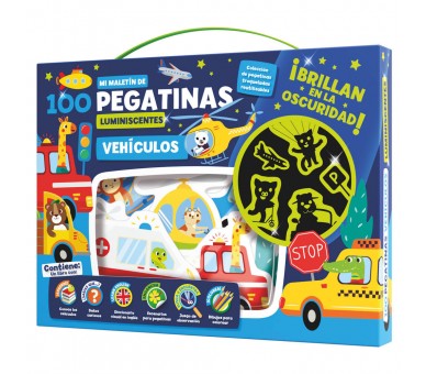 Maletin 100 pegatinas luminiscentes Vehiculos