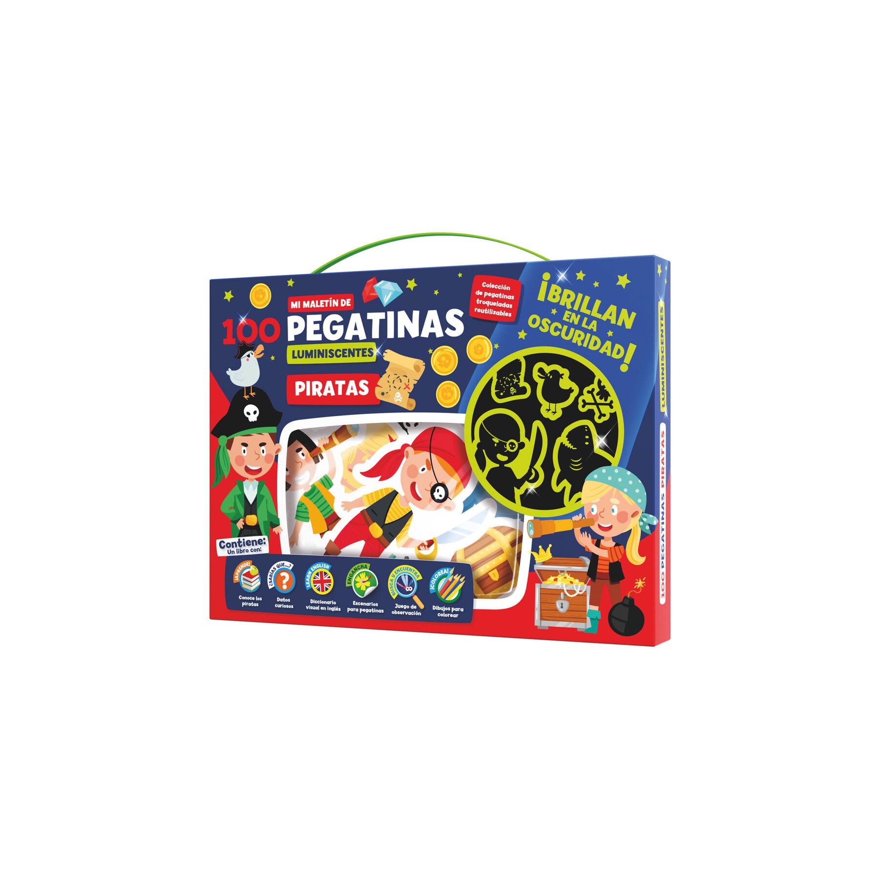 Maletin 100 pegatinas luminiscentes Piratas