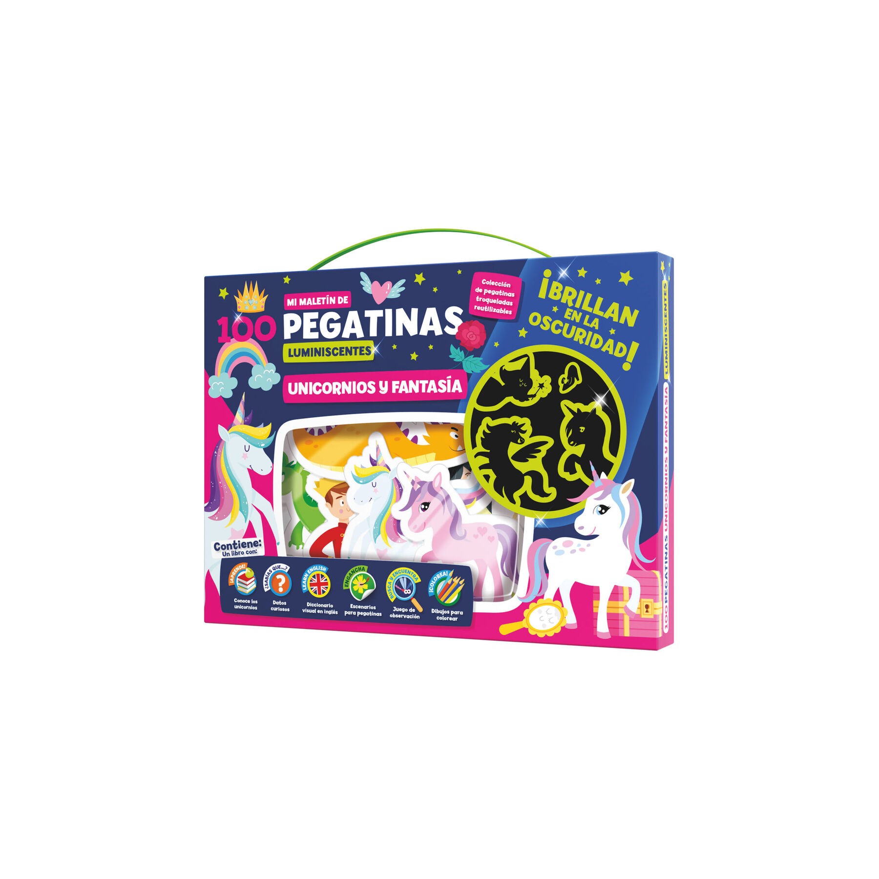 Maletin 100 pegatinas luminiscentes Fantasia