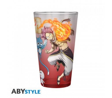 Fairy Tail Large Glass 400ml: Natsu, Lucy, Happy & Plue