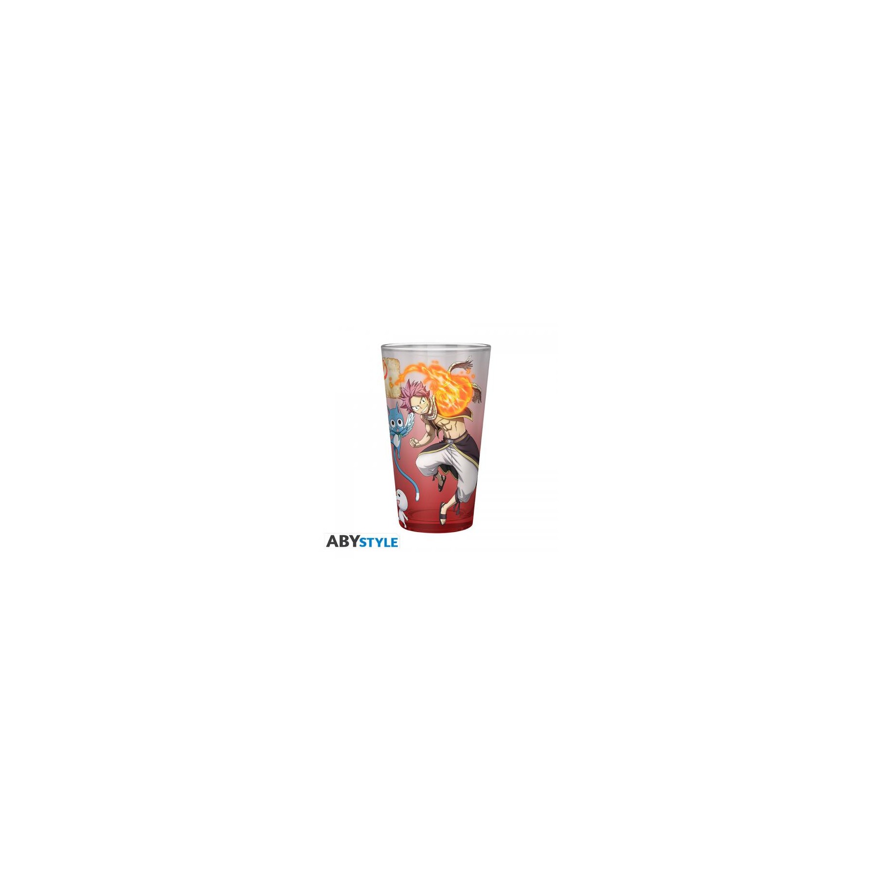 Fairy Tail Large Glass 400ml: Natsu, Lucy, Happy & Plue