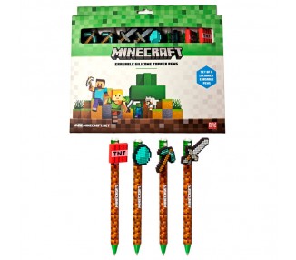 Blister 8 boligrafos colores borrables Minecraft
