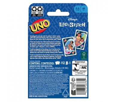 Juego cartas UNO Lilo & Stitch Disney
