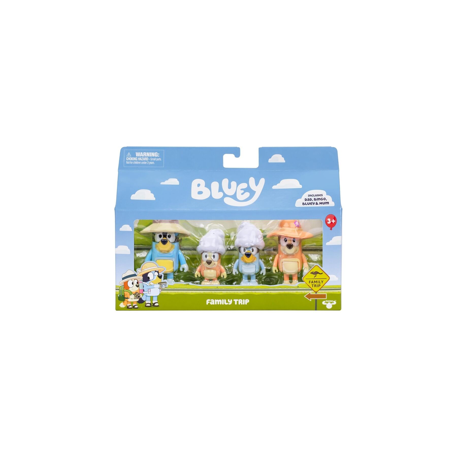 Blister 4 figuras Familia Viaje Bluey