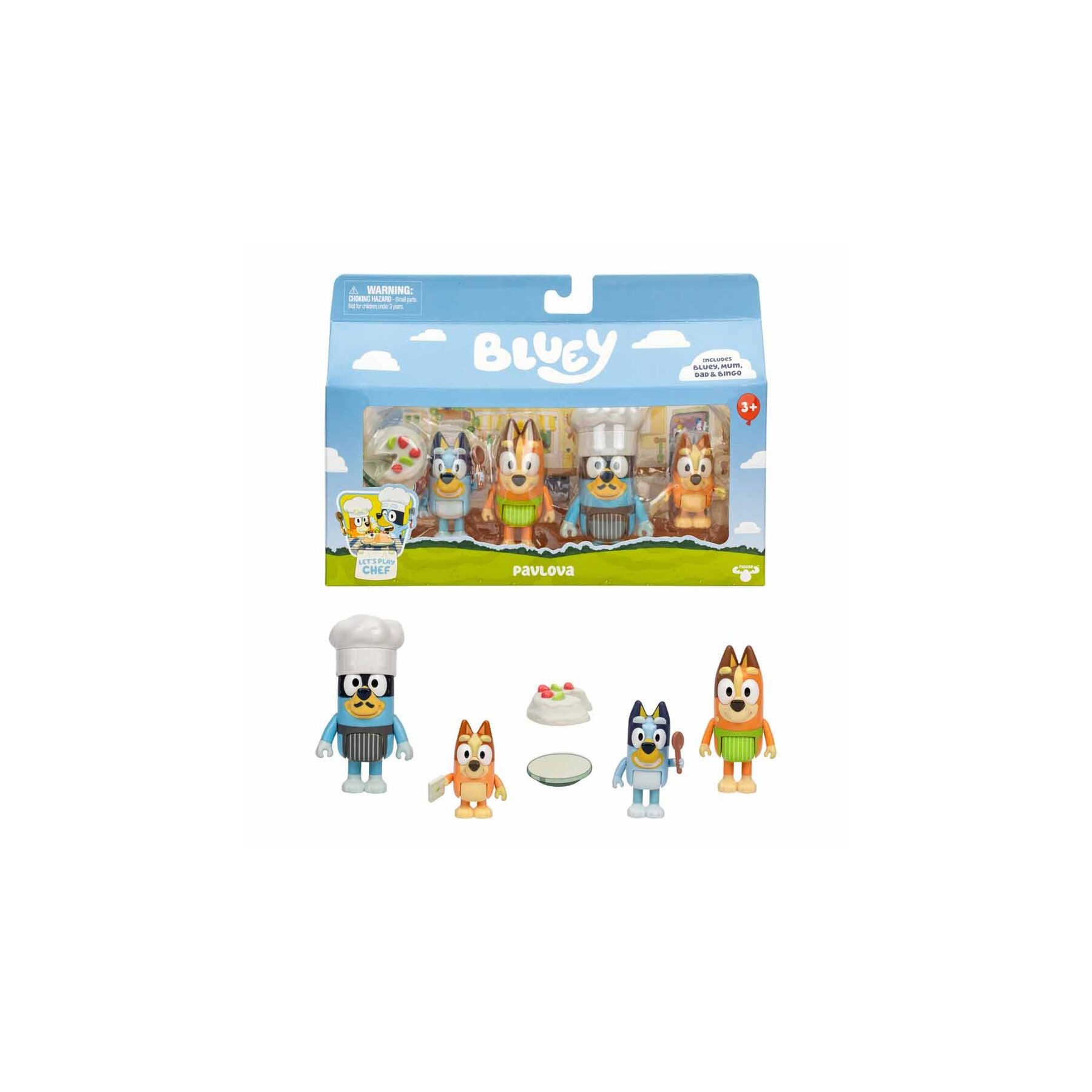 Blister 4 figuras Lets Play Chet Bluey