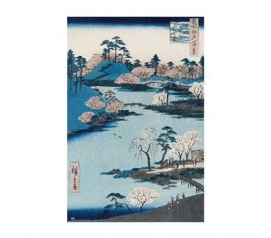 Poster Hiroshige Cerezos en Flor Cerca del Santurario Hachiman