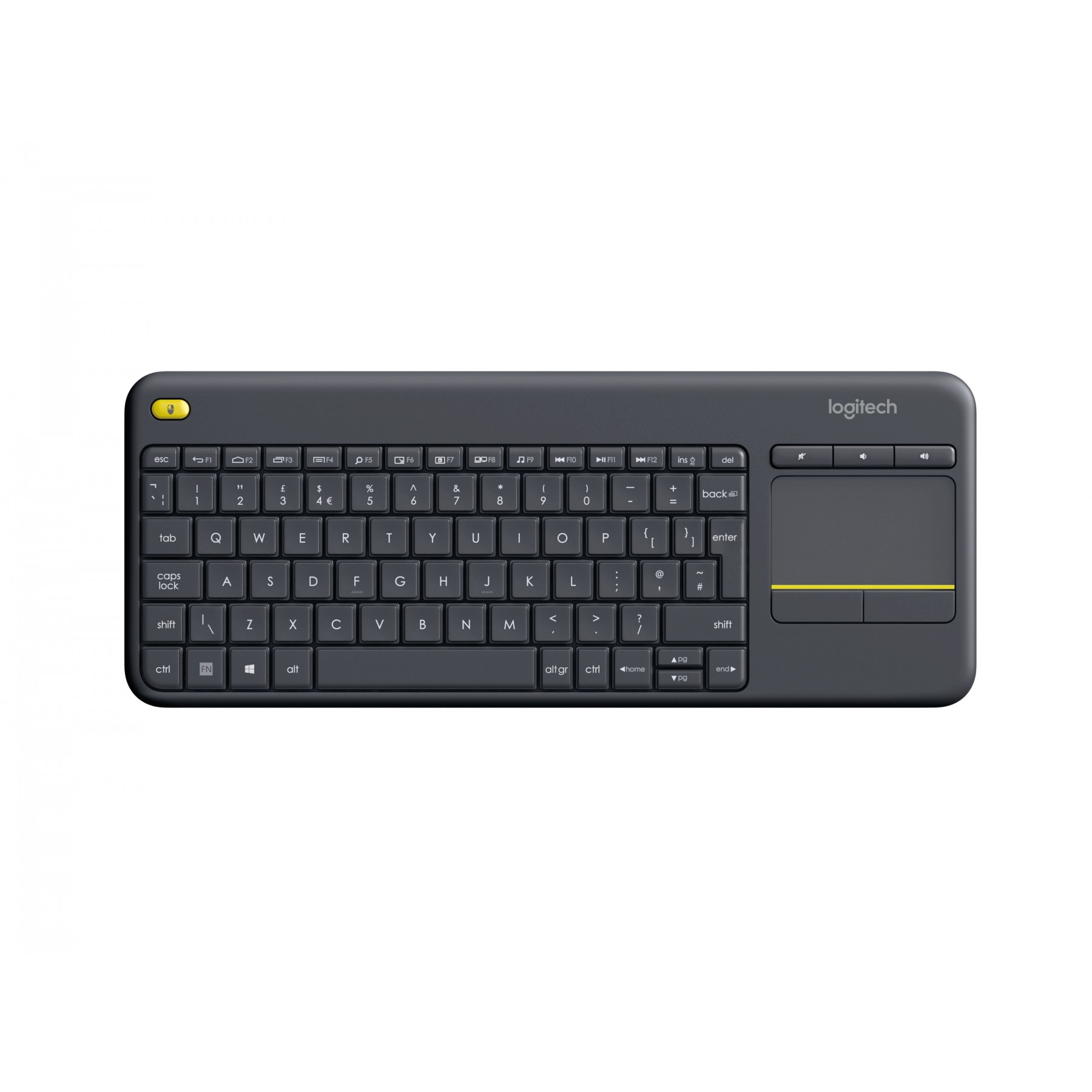 Teclado Logitech K400 Plus Touchpad Ingles Inalambrico Negro