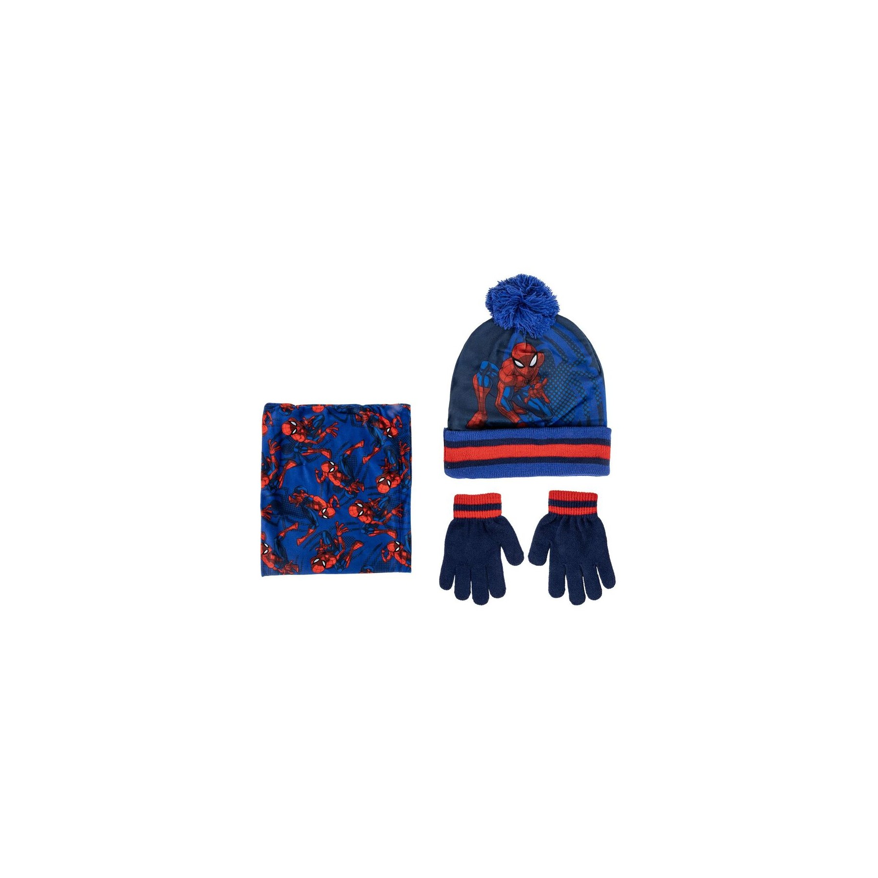 Conjunto gorro guantes braga cuello Spiderman Marvel