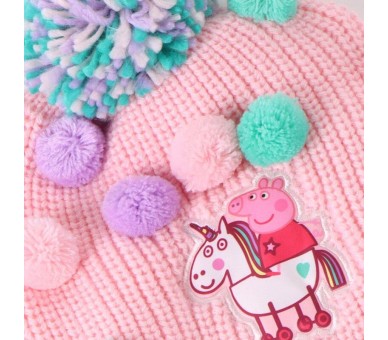 Conjunto gorro guantes braga cuello Peppa Pig