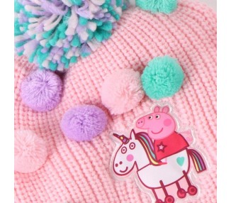 Conjunto gorro guantes braga cuello Peppa Pig
