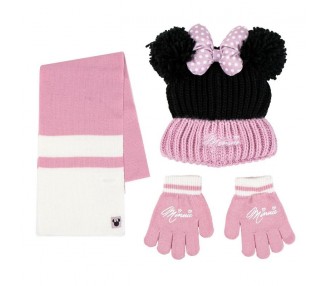 Conjunto gorro guantes braga cuello Minnie Disney
