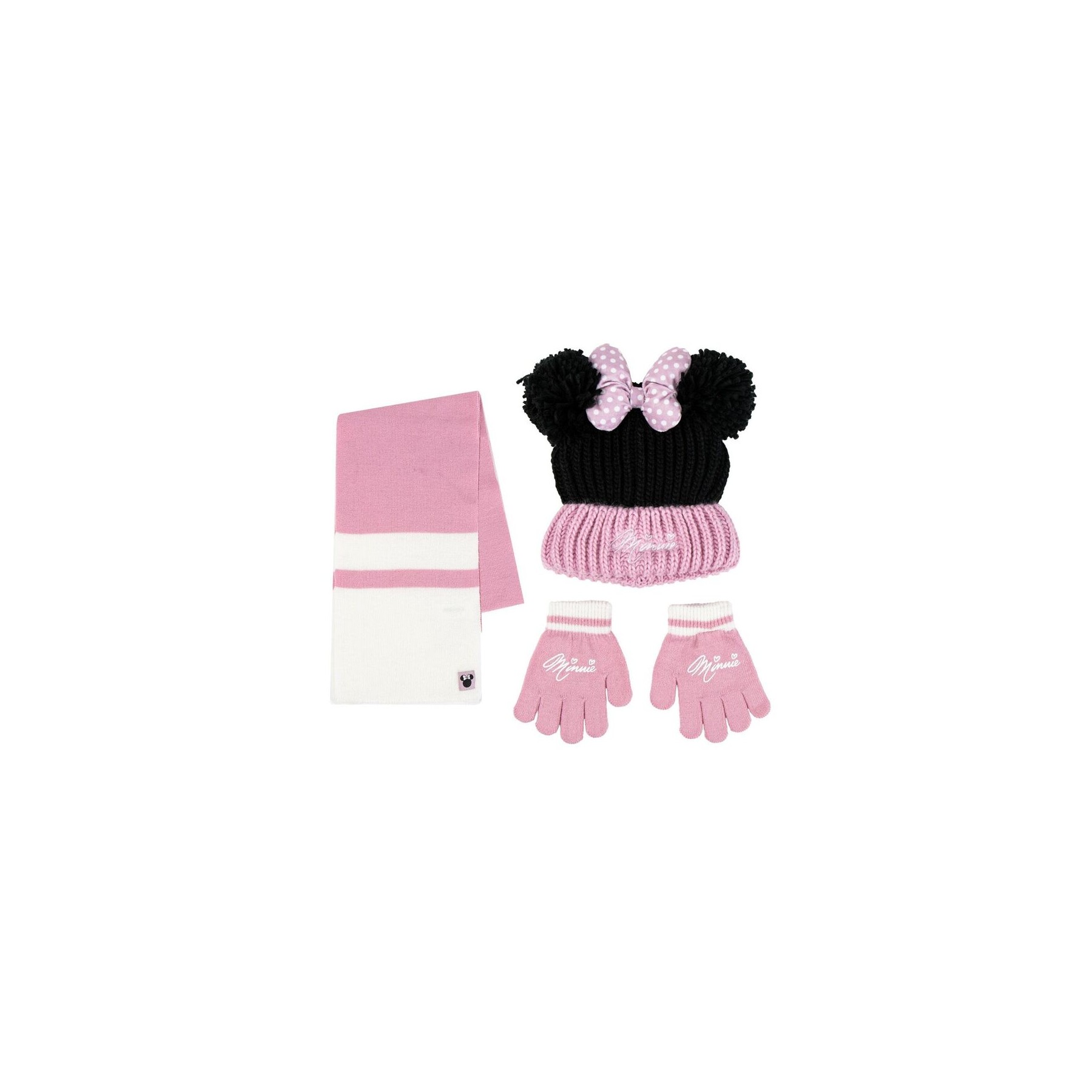 Conjunto gorro guantes braga cuello Minnie Disney