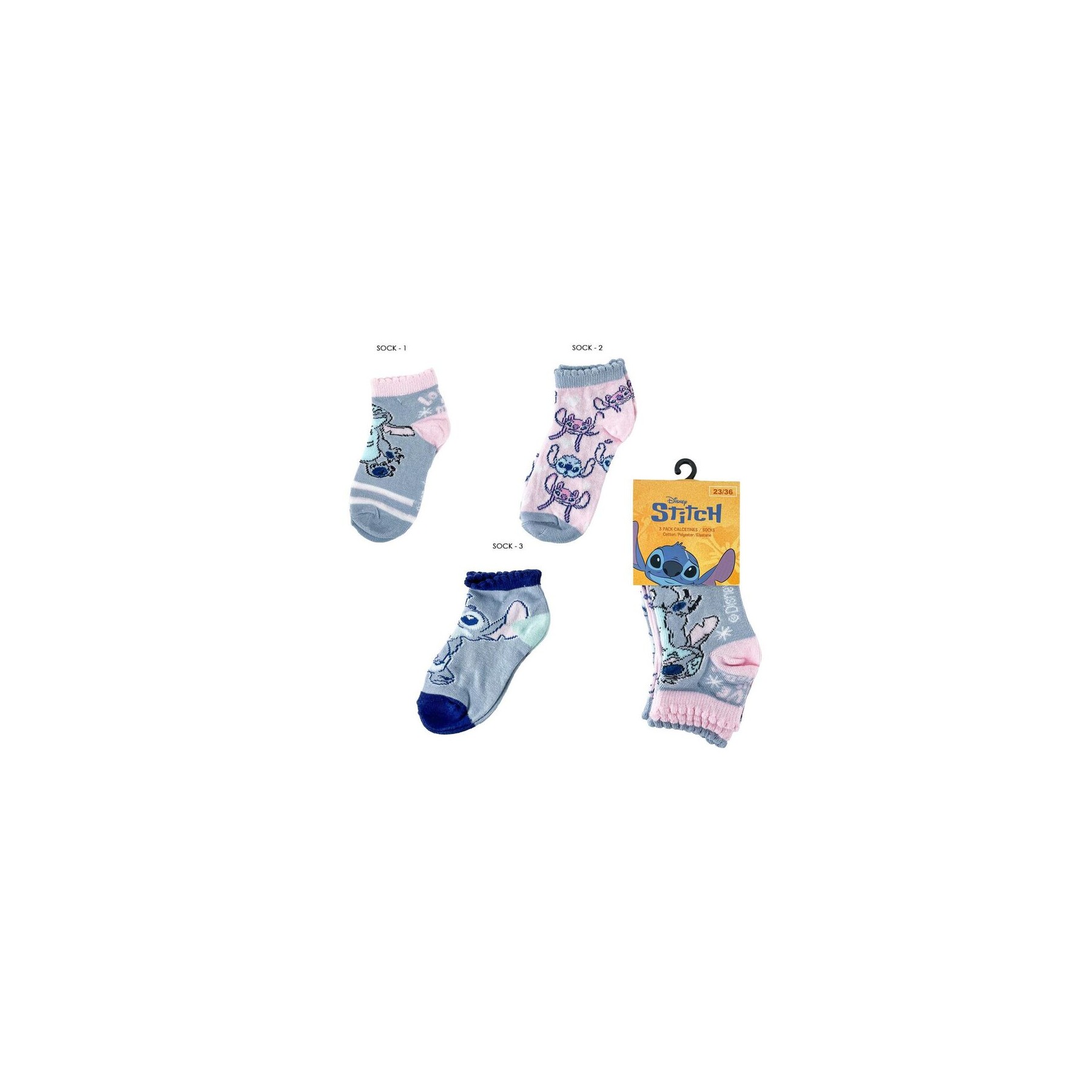 Set 3 pares calcetines Stitch Disney surtido
