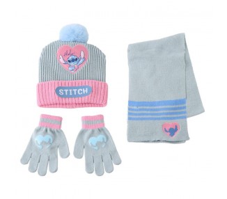 Conjunto gorro guantes braga cuello Stitch Disney