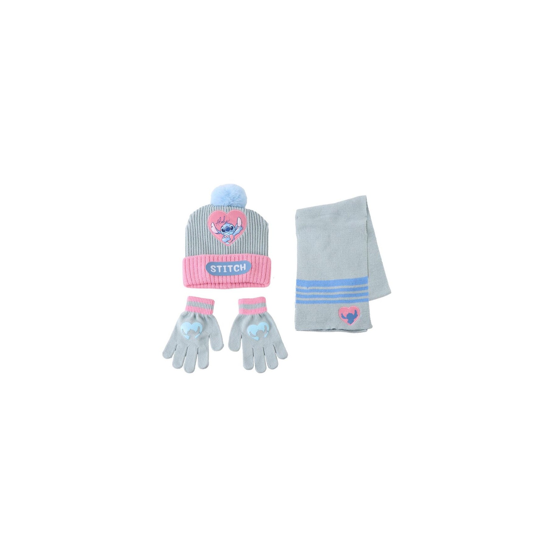Conjunto gorro guantes braga cuello Stitch Disney