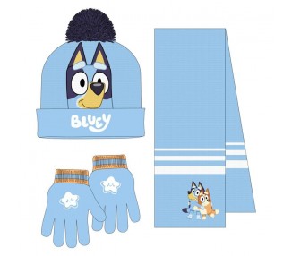 Conjunto gorro guantes braga cuello Bluey