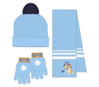 Conjunto gorro guantes braga cuello Bluey
