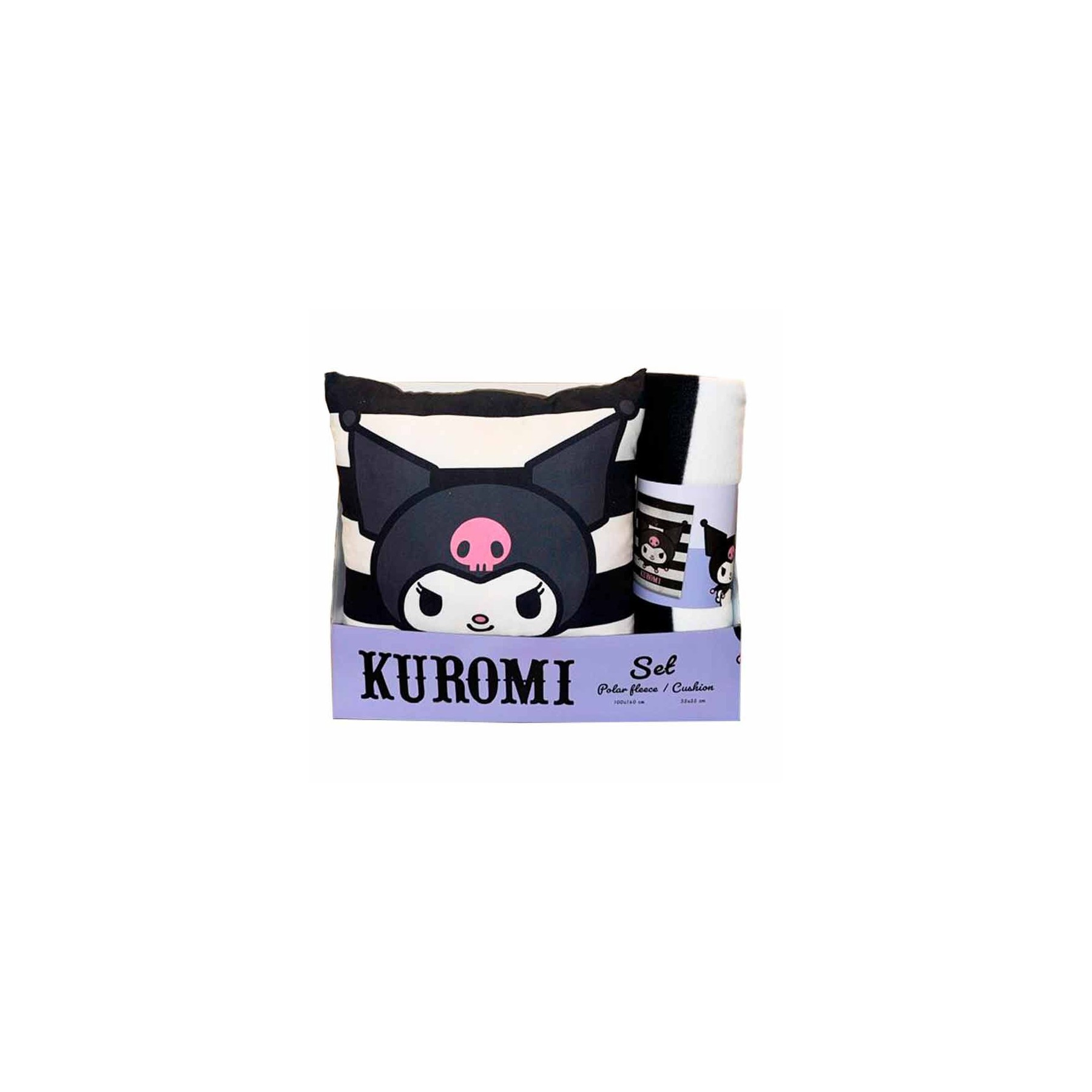Set manta polar + cojin Kuromi Hello Kitty