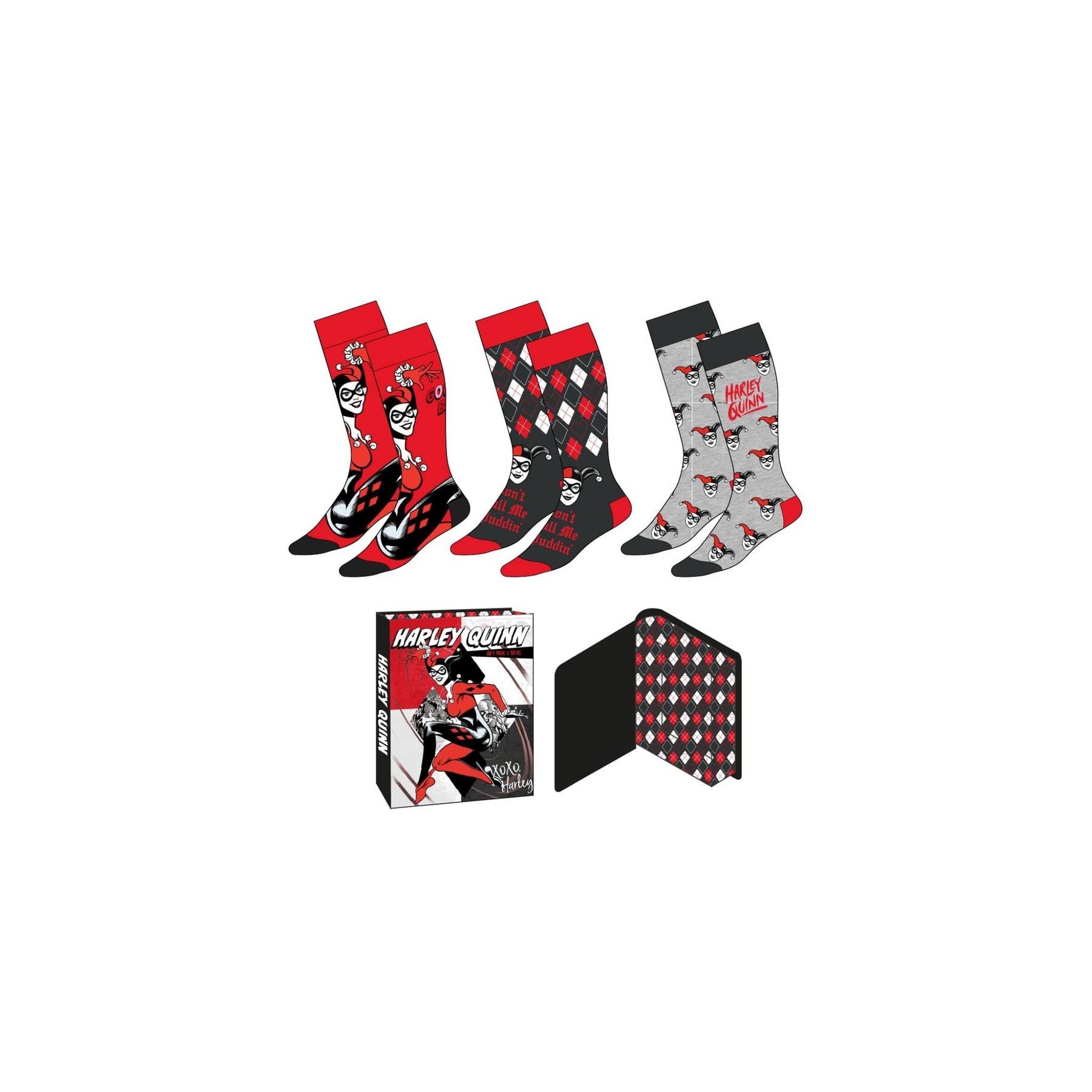 Set 3 Calcetines Harley Quinn Dc Comics Adulto