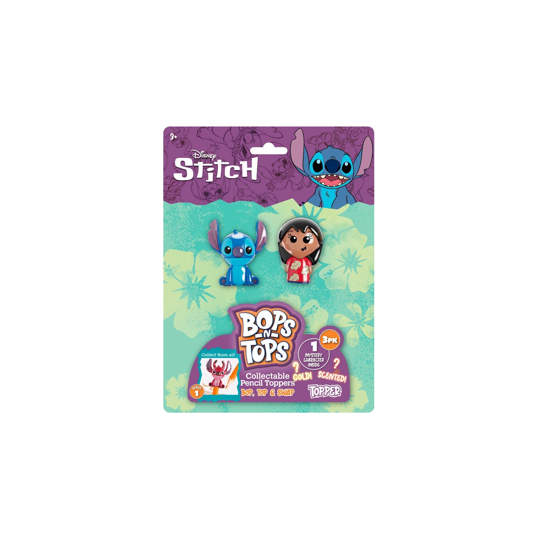 Blister 3 Figuras Decorativas Lapices Stitch Disney