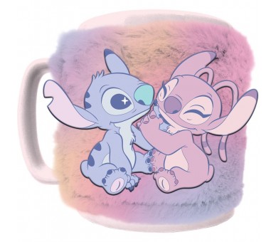 Taza funda de peluche Angel & Stitch Disney 440ml