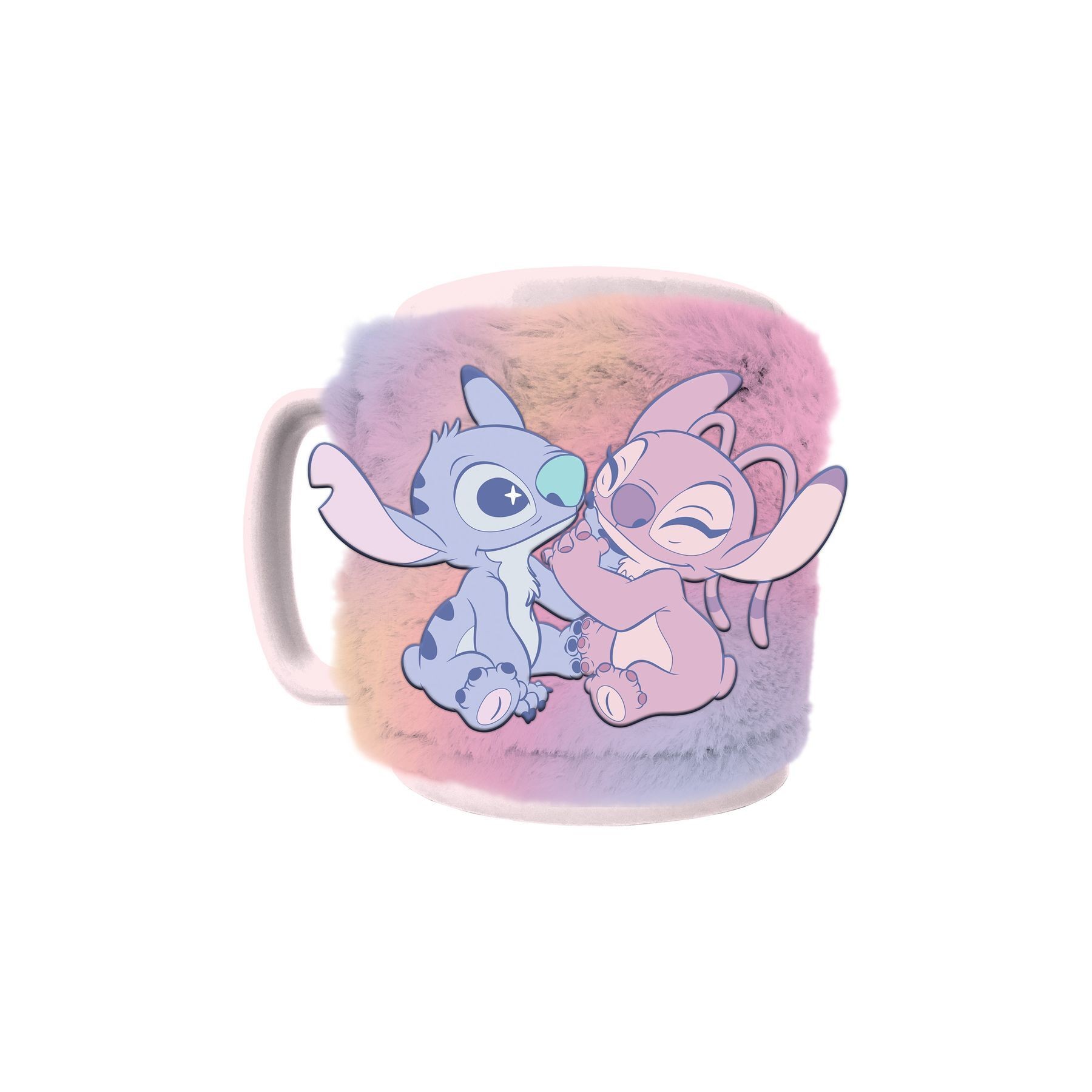 Taza funda de peluche Angel & Stitch Disney 440ml