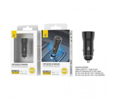 Jc Na0256 Black / Cargador De Vehículo Usb-C / Usb-A 20W
