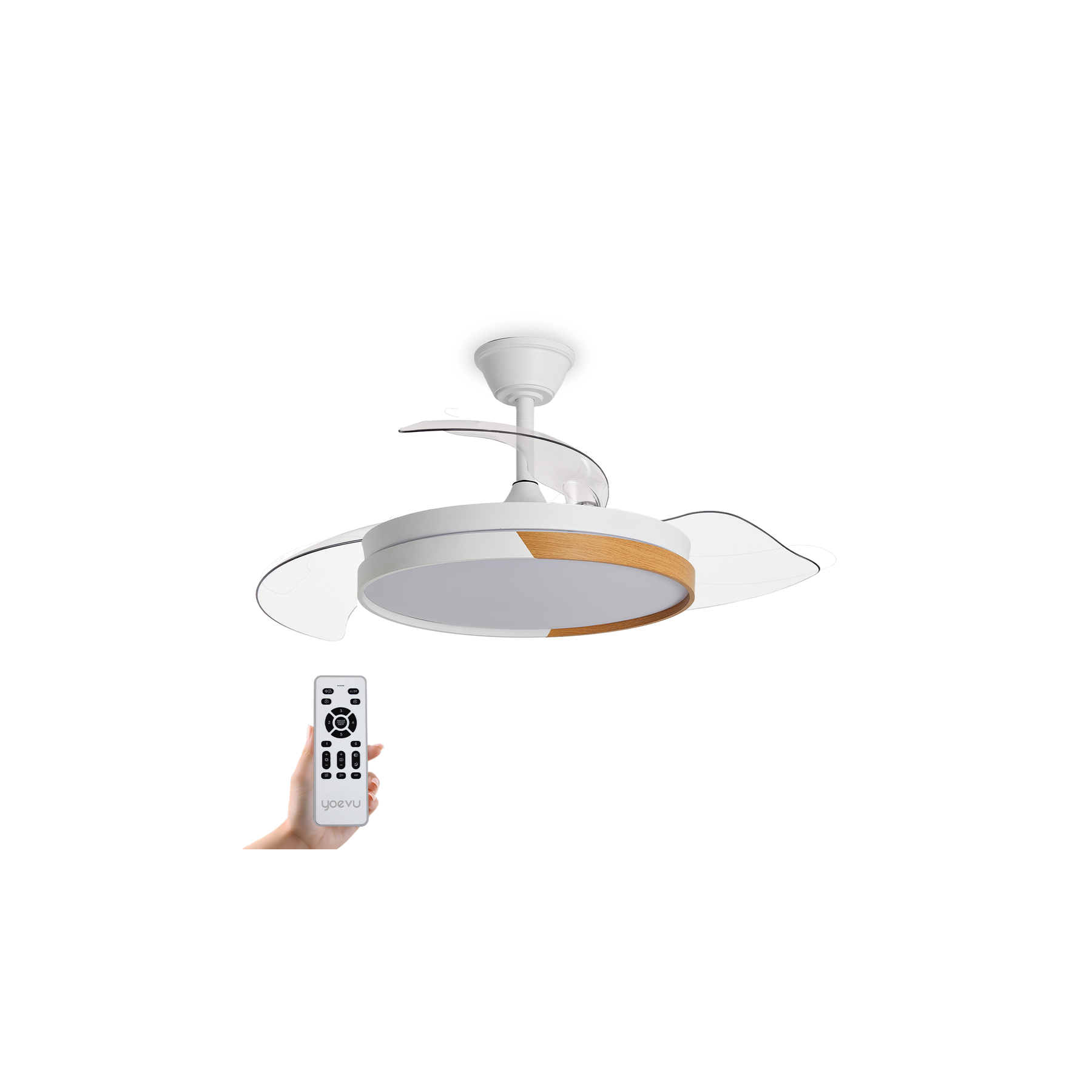 Yoevu - Nature White Ventilador De Techo Con Luz Led Motor D