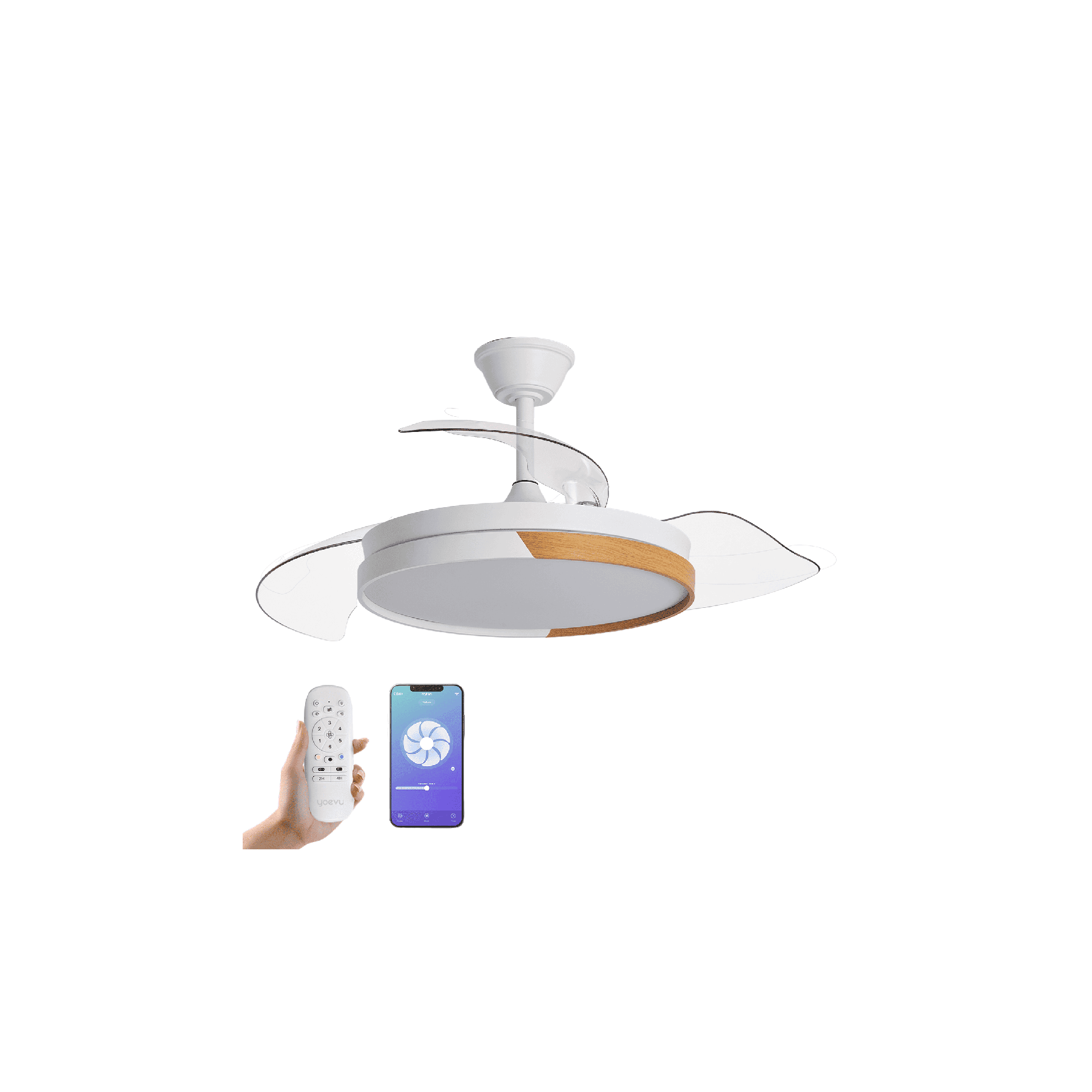Yoevu - Nature White Wifi Ventilador De Techo Con Luz Led Mo