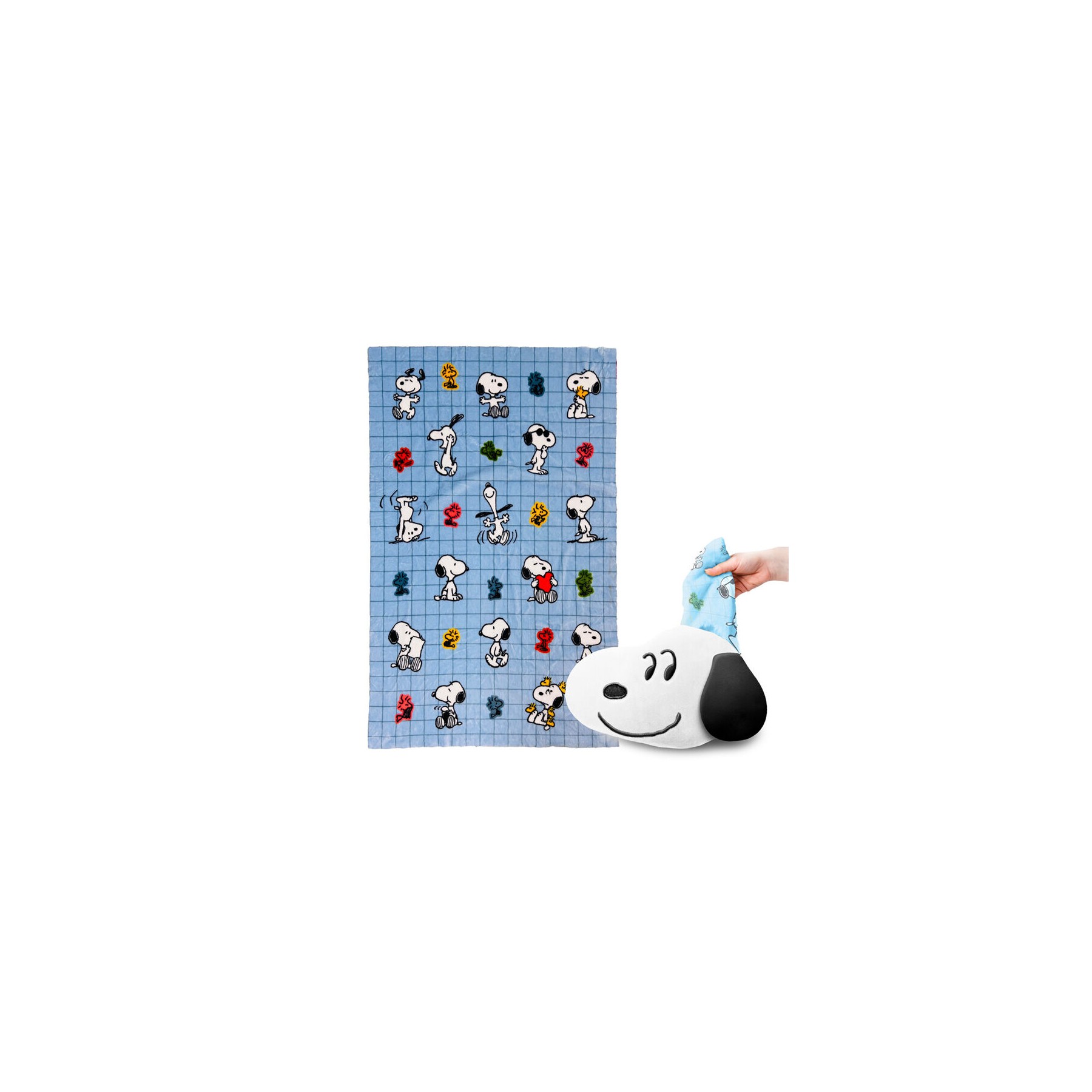 Almohada y manta de viaje 2 en 1 Snoopy & Woodstock Snoopy