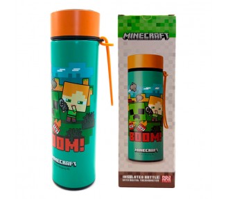 Botella acero inoxidable termo Minecraft termometro 450ml