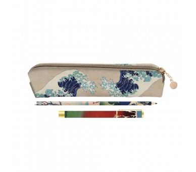 Set portatodo + boligrafo y lapiz La Gran Ola de Kanagawa Hokusai